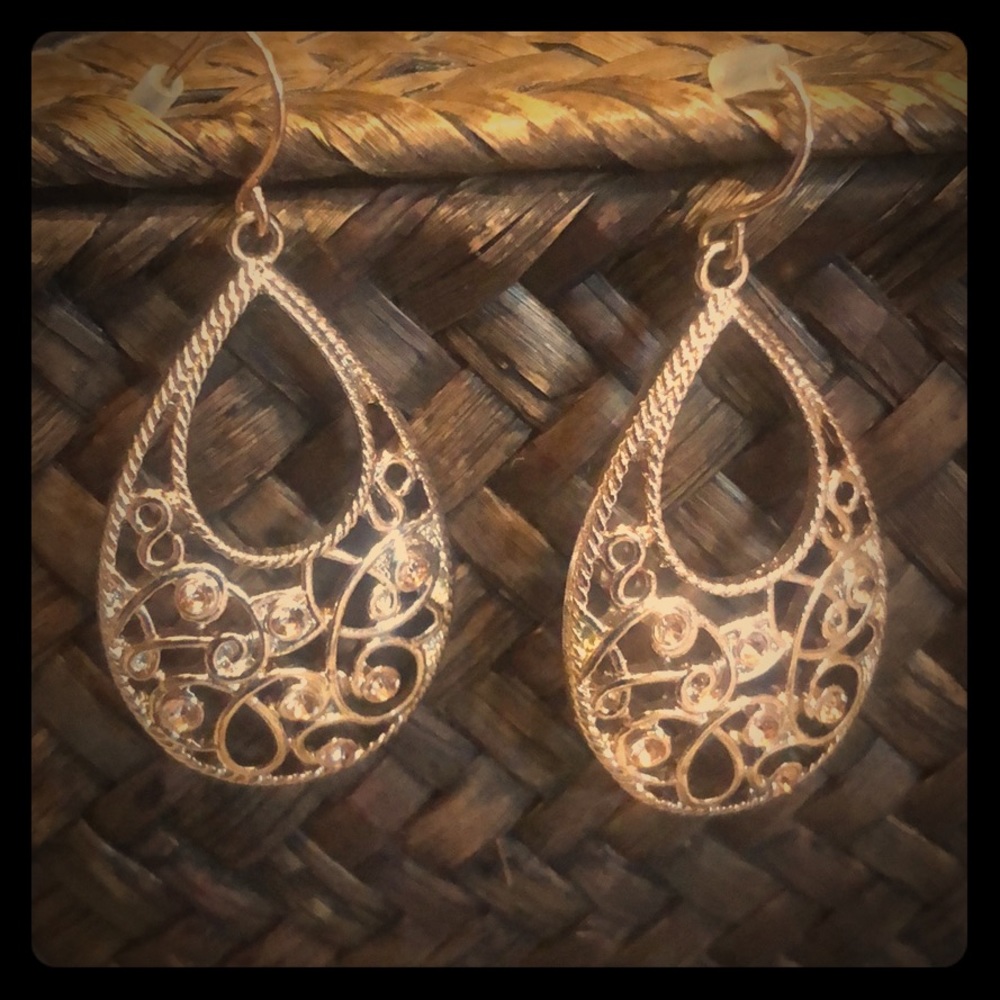 Rose Gold Dangle Earrings, Maurice, Costume